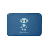 Cute Blue Robot Baby Boy Nursery Kind Room Badmat (Voorkant)