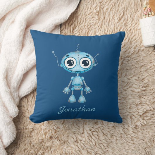 Cute Blue Robot Baby Boy Nursery Kind Room Kussen (Deken)