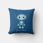 Cute Blue Robot Baby Boy Nursery Kind Room Kussen (Voorkant)