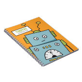 Cute Blue Robot met persoonlijke naam Notitieboek (Rechterzijde)