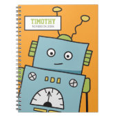 Cute Blue Robot met persoonlijke naam Notitieboek (Voorkant)