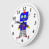Cute Blue Robot Personated Boys Room Clock Grote Klok (Hoek)