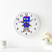 Cute Blue Robot Personated Boys Room Clock Grote Klok (Huis)