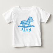 Cute Blue Rocking Horse Name Baby Boy (Voorkant)