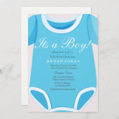 Cute Blue Romper Het is een jongen baby shower. Kaart (Voorkant / Achterkant)