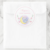 Cute Blue Roze Elephant Moon Baby Girl Shower Ronde Sticker (Tas)