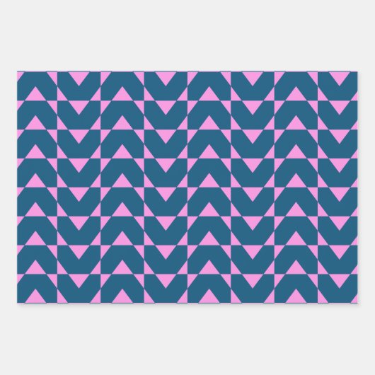 Cute Blue Roze Moderne Geometric Shaptern Pattern Inpakpapier Vel (Voorkant 3)