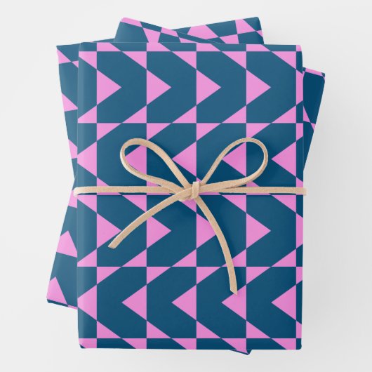 Cute Blue Roze Moderne Geometric Shaptern Pattern Inpakpapier Vel (In situ)