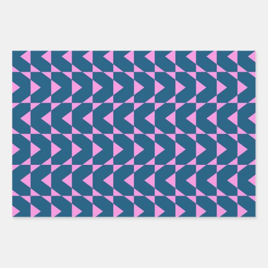 Cute Blue Roze Moderne Geometric Shaptern Pattern Inpakpapier Vel (Voorkant)