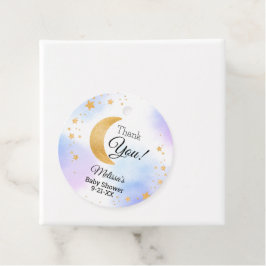 Cute Blue Roze Over de Maan Bedankt Baby Shower Bedankjes Labels