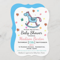 Cute Blue & Roze Rocking Horse Baby shower