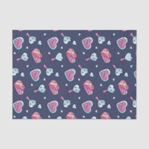 Cute Blue Roze Valentijnsdag Love Doodle Pattern Tissuepapier