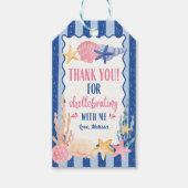 Cute Blue Roze Zeeschelp Dank Je Verjaardag Cadeaulabel (Voorkant)