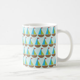 Cute Blue Sailboat Design for Boys Koffiemok