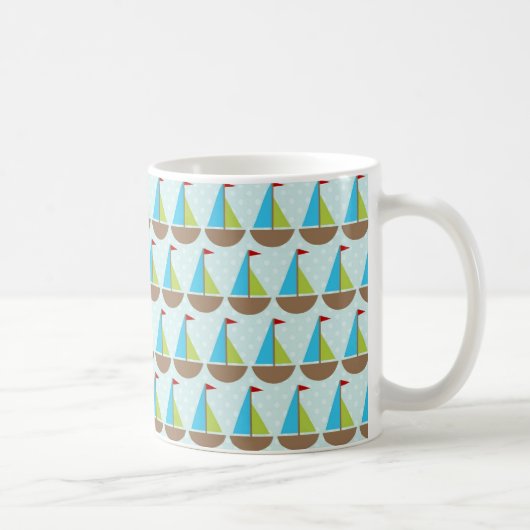 Cute Blue Sailboat Design for Boys Koffiemok (Rechts)