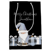 Cute Blue Santa Gnome met Gifts Medium Cadeauzakje (Voorkant)