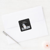 Cute Blue Santa Gnome met Gifts Square Sticker (Envelop)