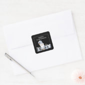 Cute Blue Santa Gnome met Gifts Square Sticker (Envelop)