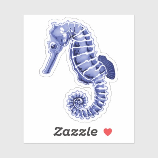 Cute blue seahorse sticker (Vel)