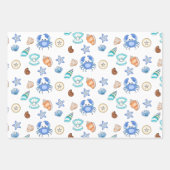 Cute Blue Seaside Beachy Baby shower Inpakpapier Vel (Voorkant)