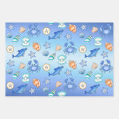 Cute Blue Seaside Beachy Baby shower Inpakpapier Vel (Voorkant 2)