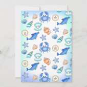 Cute Blue Seaside Beachy Baby shower Invitation Kaart (Achterkant)