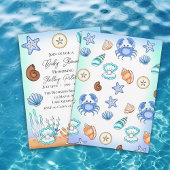 Cute Blue Seaside Beachy Baby shower Kaart