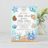 Cute Blue Seaside Beachy Baby shower Kaart (Staand voorkant)
