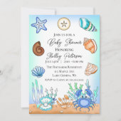 Cute Blue Seaside Beachy Baby shower Kaart (Voorkant)