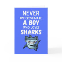 Cute Blue Shark Cards For Baby Boy Ocean Lover Kid