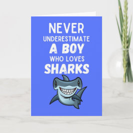 Cute Blue Shark Cards For Baby Boy Ocean Lover Kid Kaart
