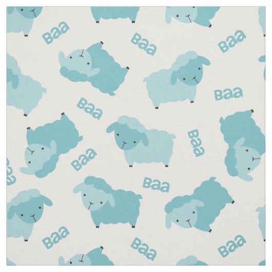 Cute Blue Sheep Fabric Stof (Swatch)