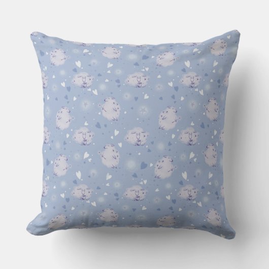 Cute Blue Sheep Kawaii Pattern Throw Pillow Kussen (Voorkant)