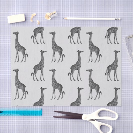 Cute Blue Silver Giraffe Print Tissuepapier (Craft)