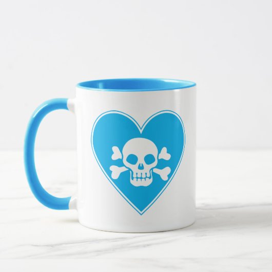 Cute Blue Skull in Heart Mok (Links)