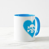 Cute Blue Skull in Heart Mok (Voorkant rechts)