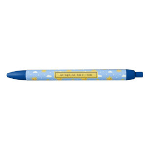 Cute Blue Sky Clouds Sunshine Personalized Zwarte Inkt Pen