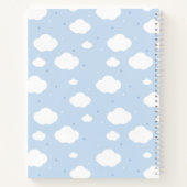 Cute Blue Sky met aangepaste monogram en naam Notitieboek (Achterkant)