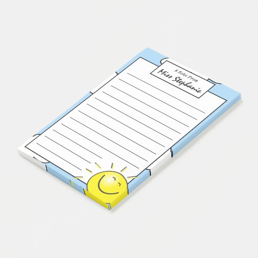 Cute Blue Sky Sunshine-glimlach van leraar Post-it® Notes (Schuin)