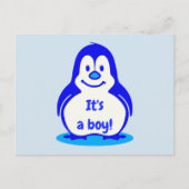 Cute Blue Smiling Penguin Het is een jongen die se Aankondigingskaart (Voorkant)