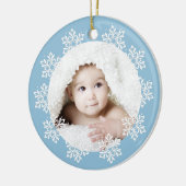 Cute Blue Snowflake Lijst Baby Boy Kerstmis Keramisch Ornament (Links)