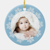 Cute Blue Snowflake Lijst Baby Boy Kerstmis Keramisch Ornament (Achterkant)