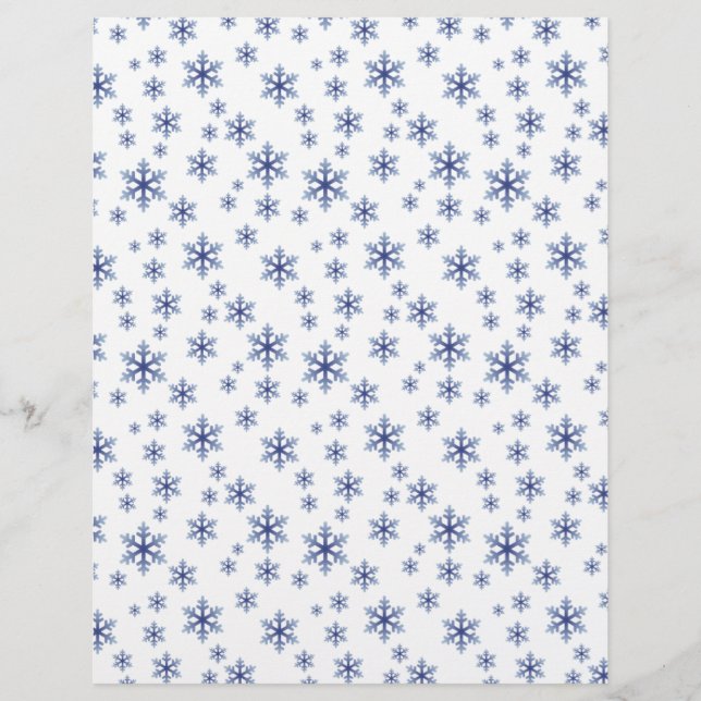 Cute Blue Snowflake Patroonpapier (Voorkant)