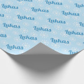 Cute Blue Snowflake Persoonlijke jongens Kerstmis Cadeaupapier (Hoek)