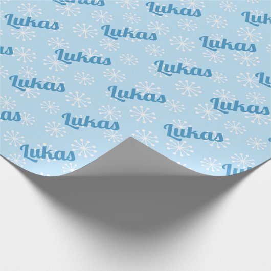 Cute Blue Snowflake Persoonlijke jongens Kerstmis Cadeaupapier (Hoek)