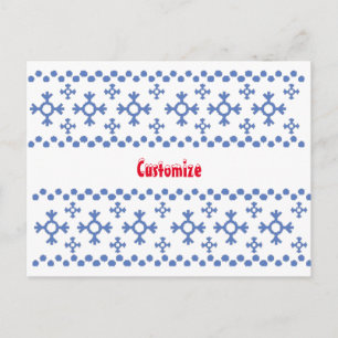 Cute Blue Snowflakes Pattern Thunder_Cove Briefkaart