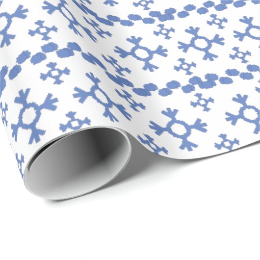 Cute Blue Snowflakes Pattern Thunder_Cove Cadeaupapier (Rol Hoek)