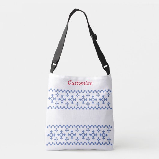 Cute Blue Snowflakes Pattern Thunder_Cove Crossbody Tas (Achterkant)