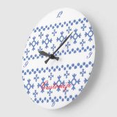 Cute Blue Snowflakes Pattern Thunder_Cove Grote Klok (Hoek)