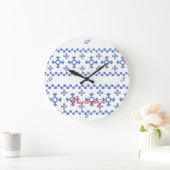 Cute Blue Snowflakes Pattern Thunder_Cove Grote Klok (Huis)